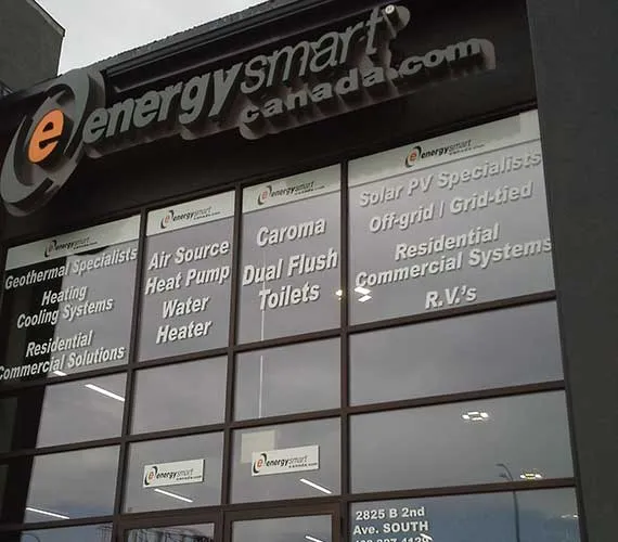 Cut vinyl lettering on storefront windows