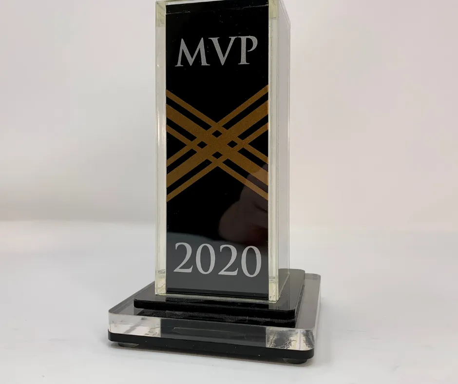 Custom MVP award in acrylic