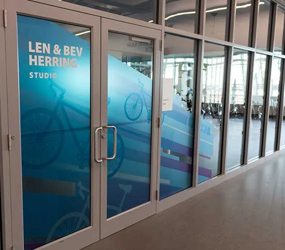 Printed frosted film on glass doors
