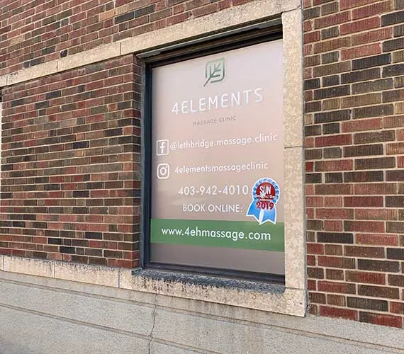 Printed window graphic on an office window